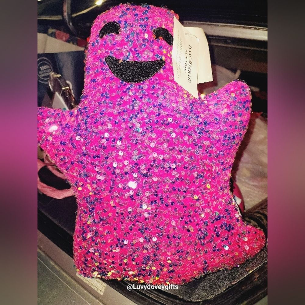 NWT Isaac Mizrahi Pink Ghost Sequin Decorative Pillow